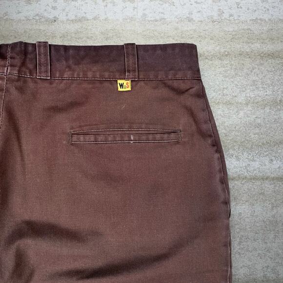 True Vintage 70s Work n Sport Khakis Pants 36x30 Baggy Chocolate Brown - Picture 3 of 4